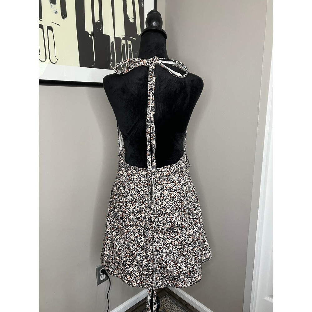 Free People Baby's Got It Denim Convertible Halter Floral Cotton Mini Dress Sz 8 - Picture 5 of 14